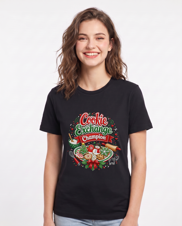 Cookie Exchange Champion Women's Black T-Shirt product image 2