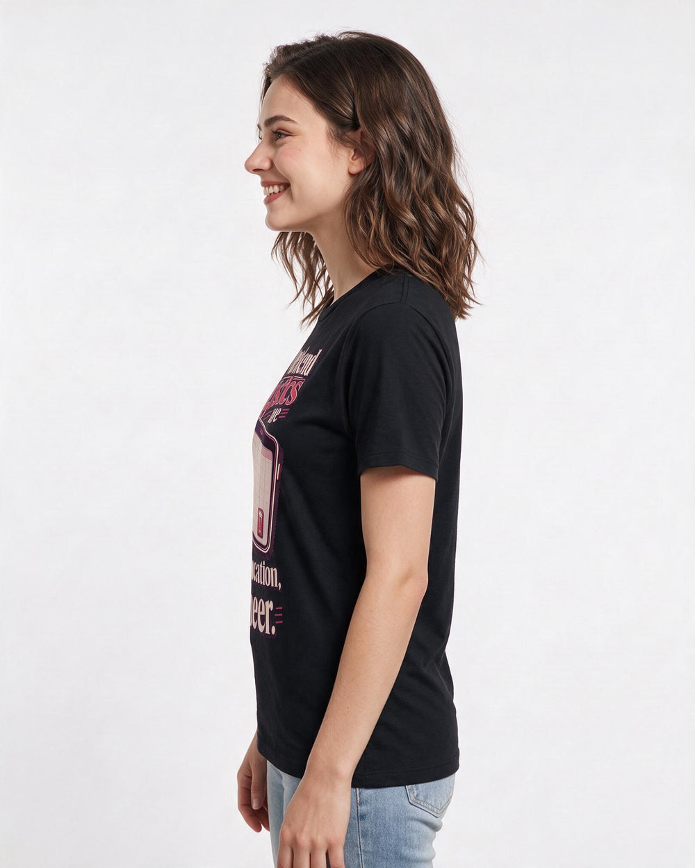 Funny Beer Women's Black T-Shirt – My weekend logistics are 90% location, 10% beer. product image 2