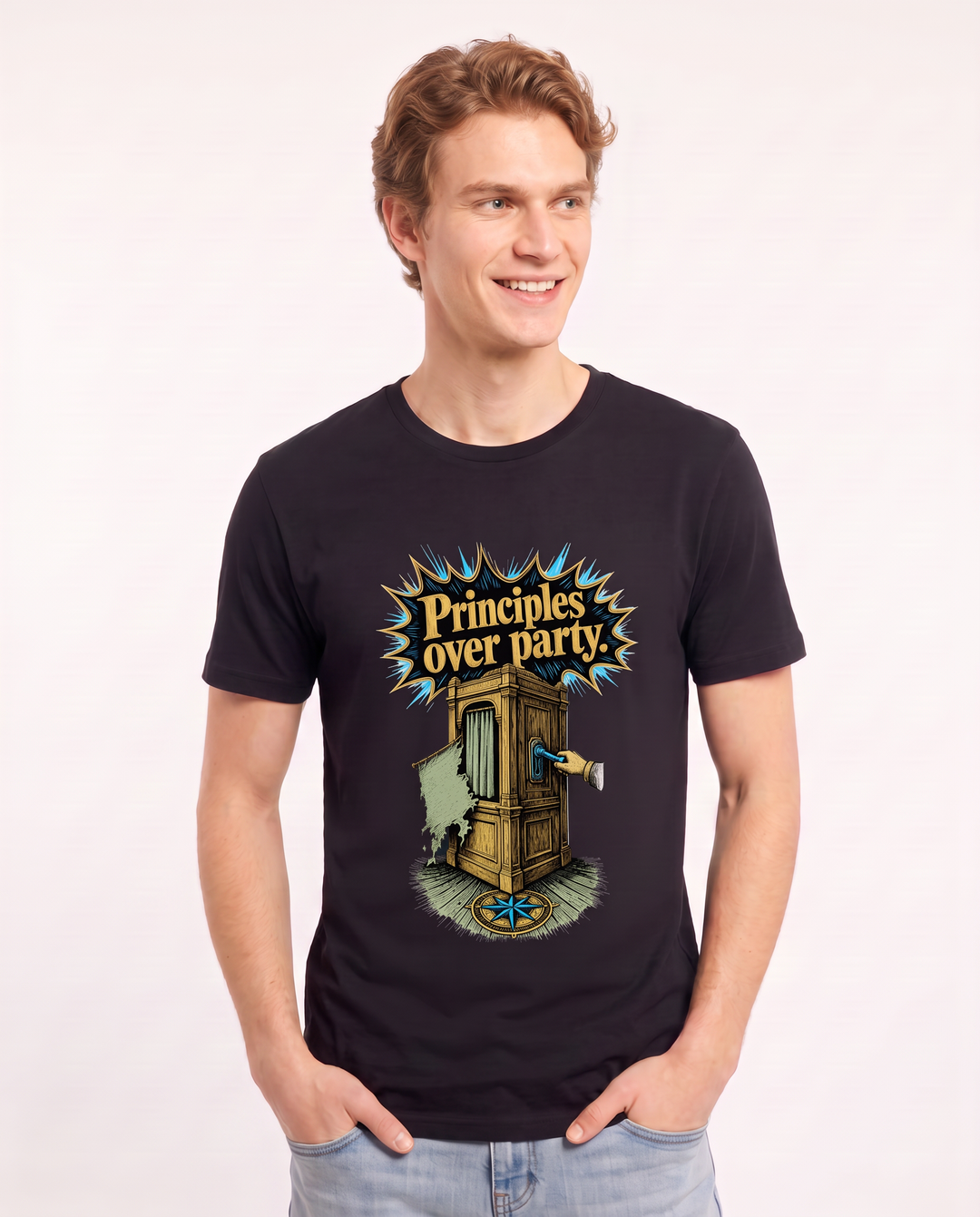Principles over party. - Men's Black T-Shirt product image 1
