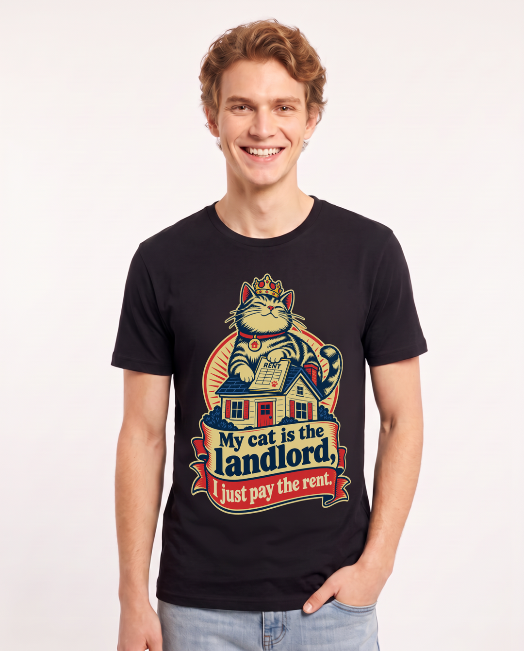 Cat Lover Black T-Shirt for Men – Everyday Expression Graphic Tee product image 3