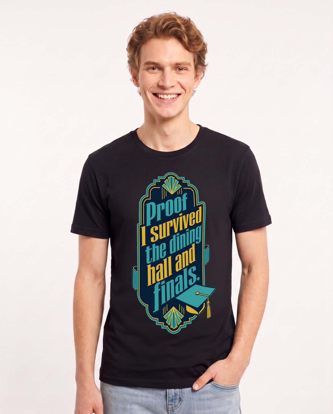 Graduation Gift Men's Black T-Shirt - Proof I survived the dining hall product image 1