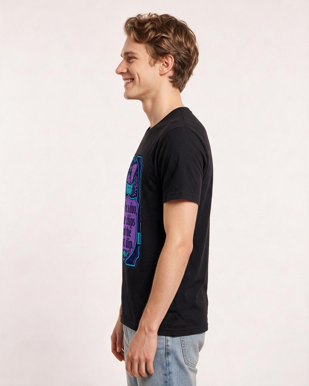 Couples Men's Black T-Shirt - We're a duo, like chips and the last product image 2