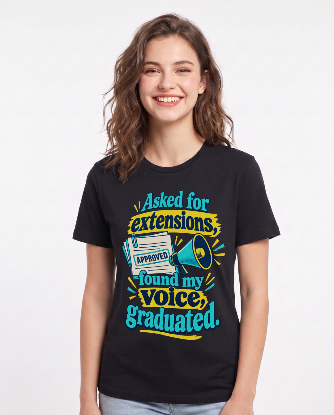 Graduation Black T-Shirt for Women – Everyday Expression Graphic Tee product image 3