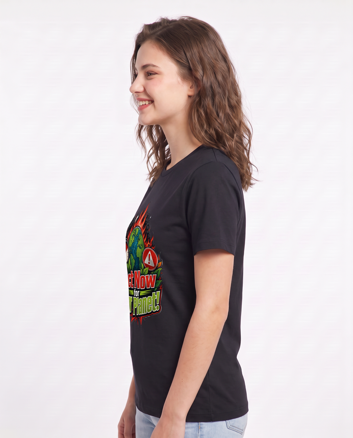 Act Now for Our Planet! Women's Black T-Shirt product image 3