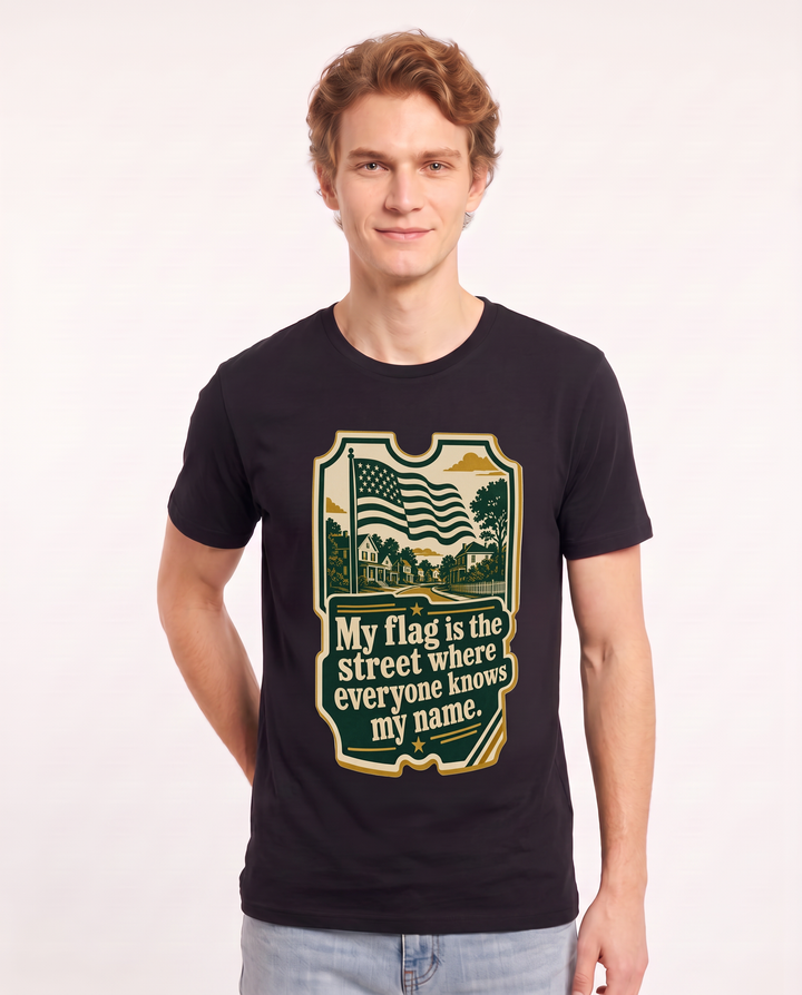 Graphic Men's Black T-Shirt - My flag is the street where everyone product image 3