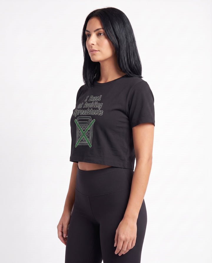 I Excel At Avoiding Spreadsheets Crop Top mockup 2