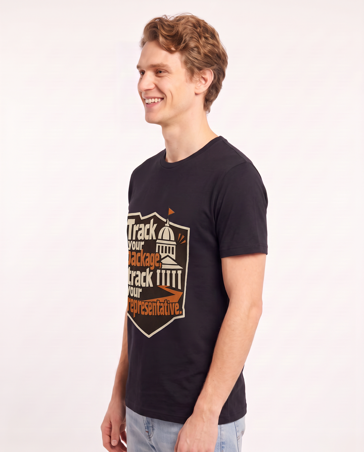 Graphic Men's Black T-Shirt - Track your package, track your product image 2