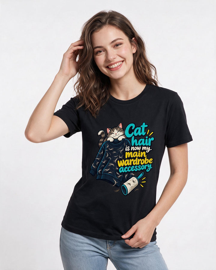 Cat Lover Black T-Shirt for Women – Everyday Expression Graphic Tee product image 1