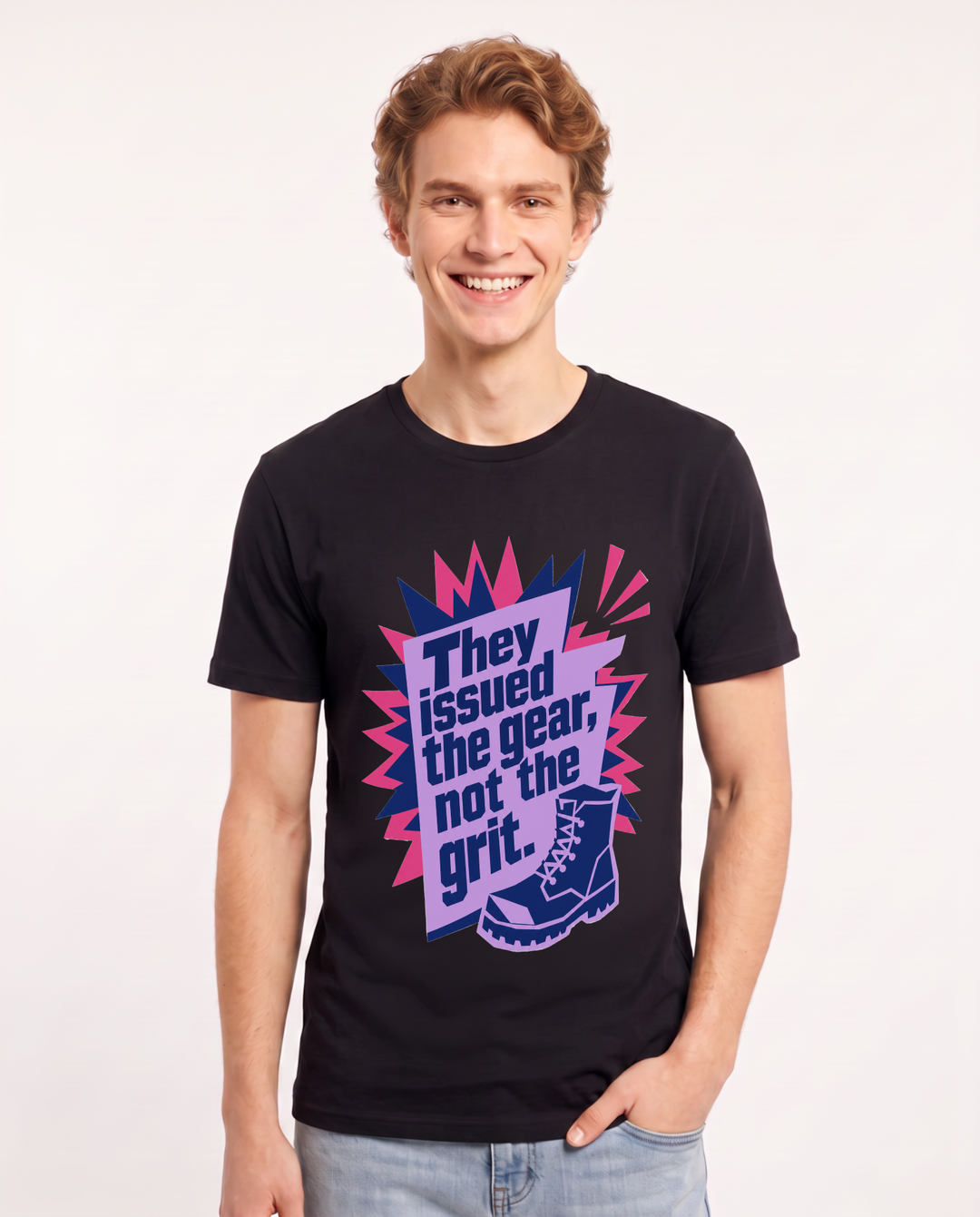 Graphic Men's Black T-Shirt - They issued the gear, not the grit. product image 1
