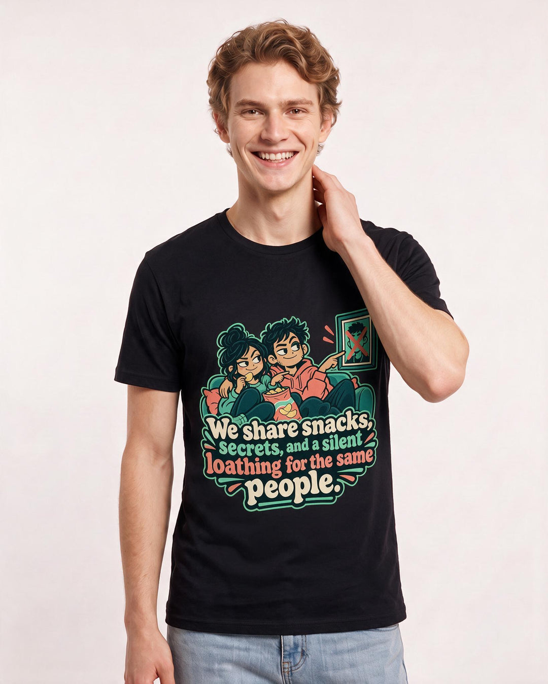 Couples Black T-Shirt for Men – Everyday Expression Graphic Tee product image 1