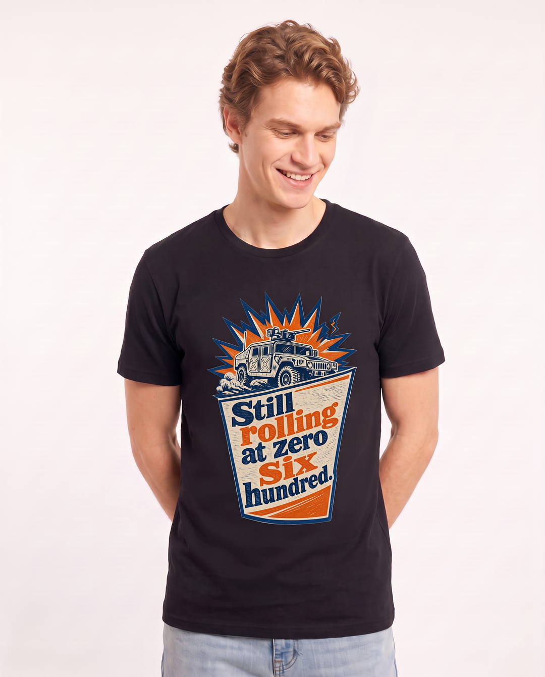 Graphic Men's Black T-Shirt - Still rolling at zero six hundred. product image 3