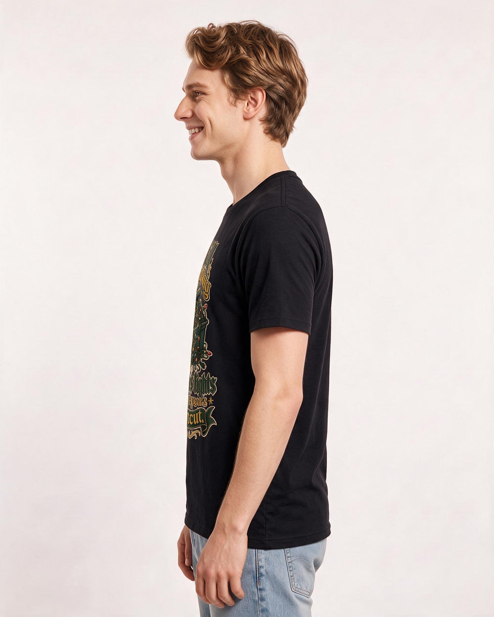 Christmas Black T-Shirt for Men – Holiday Theme Graphic Tee product image 2