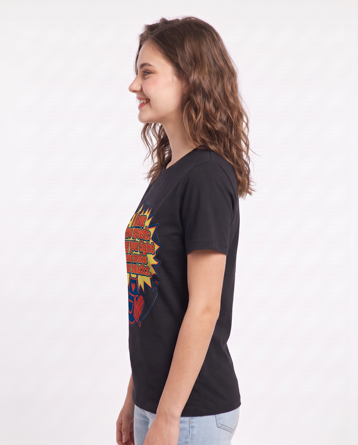Graphic Women's Black T-Shirt - I have two speeds: hug you tight and product image 2