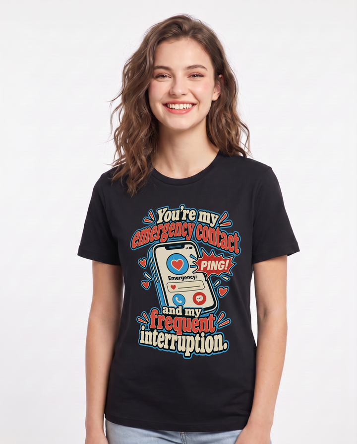 Couples Black T-Shirt for Women – Everyday Expression Graphic Tee product image 3