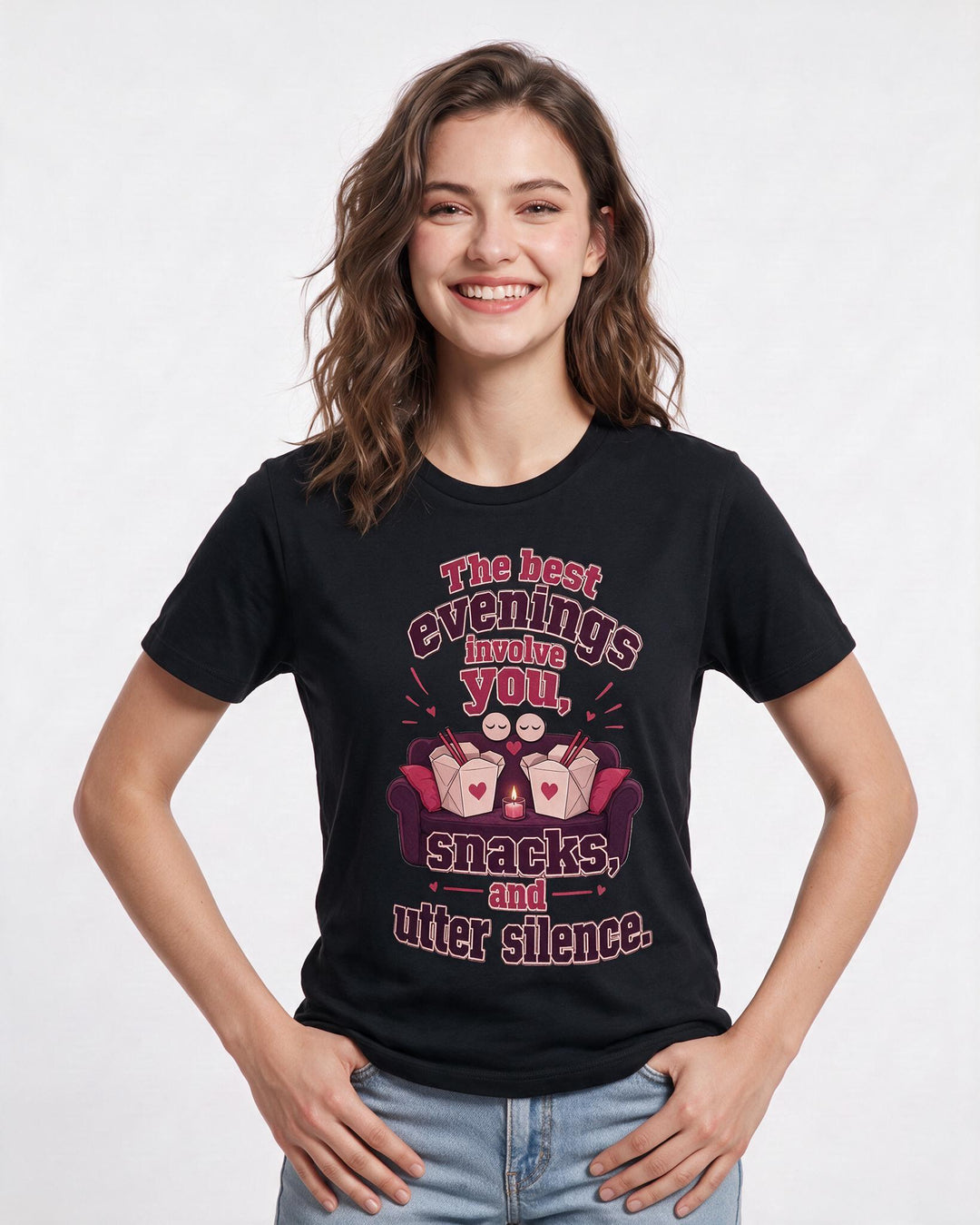 Couples Black T-Shirt for Women – Everyday Expression Graphic Tee product image 1