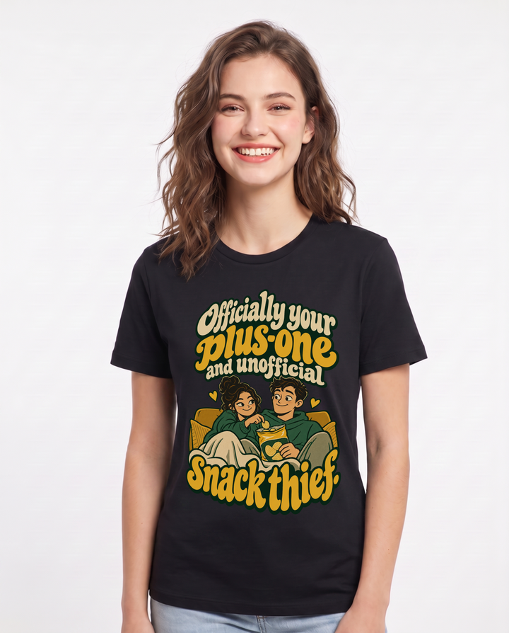 Couples Black T-Shirt for Women – Everyday Expression Graphic Tee product image 3