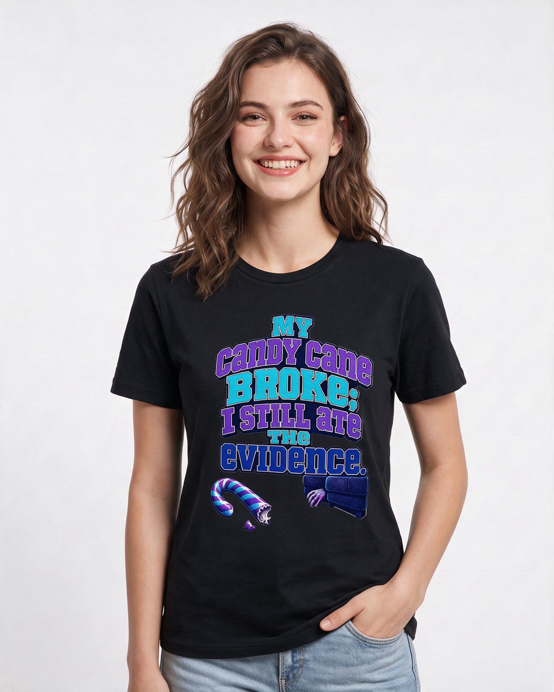 Christmas Black T-Shirt for Women – Holiday Theme Graphic Tee product image 1
