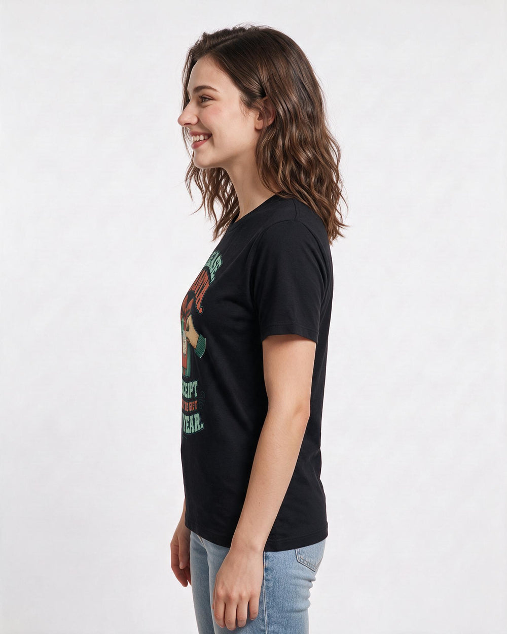 Christmas Black T-Shirt for Women – Holiday Theme Graphic Tee product image 2