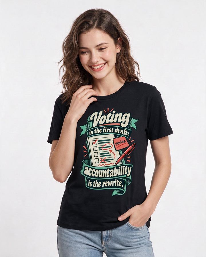 Political Statement Black T-Shirt for Women – Everyday Expression Graphic Tee product image 1