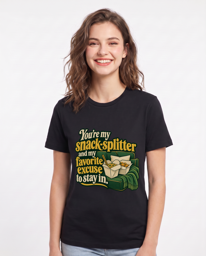 Couples Black T-Shirt for Women – Everyday Expression Graphic Tee product image 3