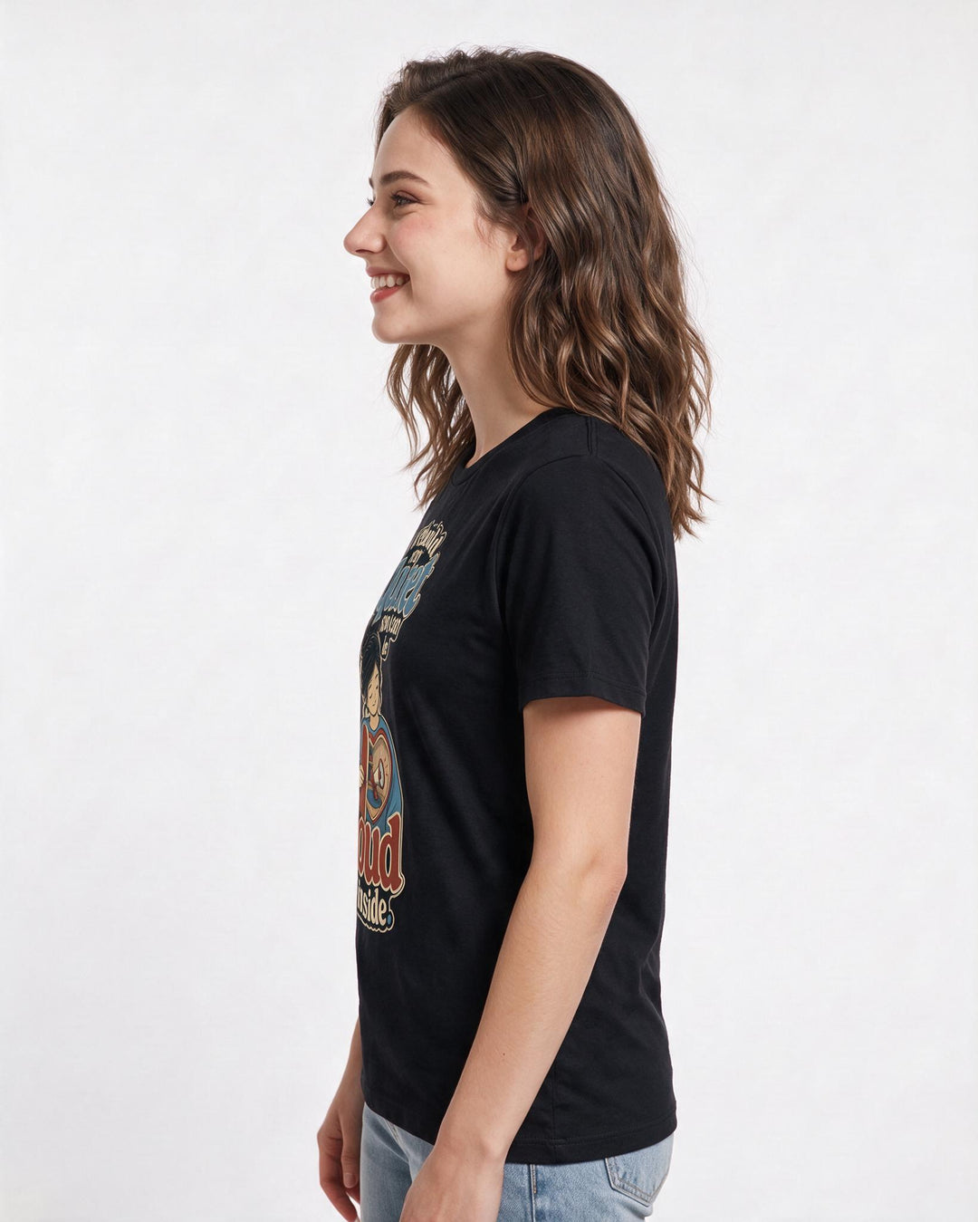 Neurodiversity Women's Black T-Shirt – I rebuild my quiet so I can be loud inside. product image 2