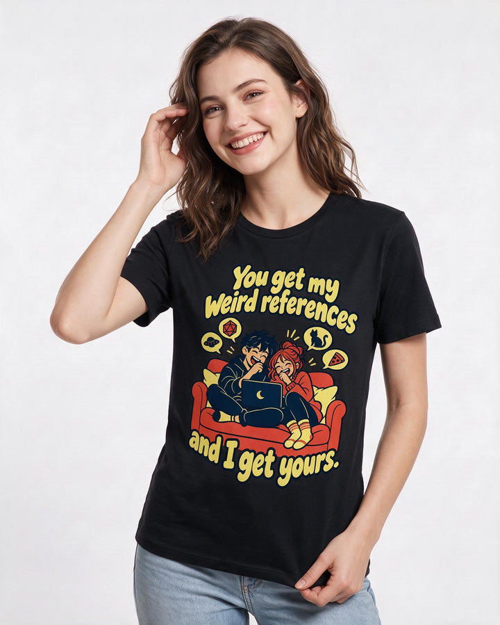 Couples Black T-Shirt for Women – Everyday Expression Graphic Tee product image 1