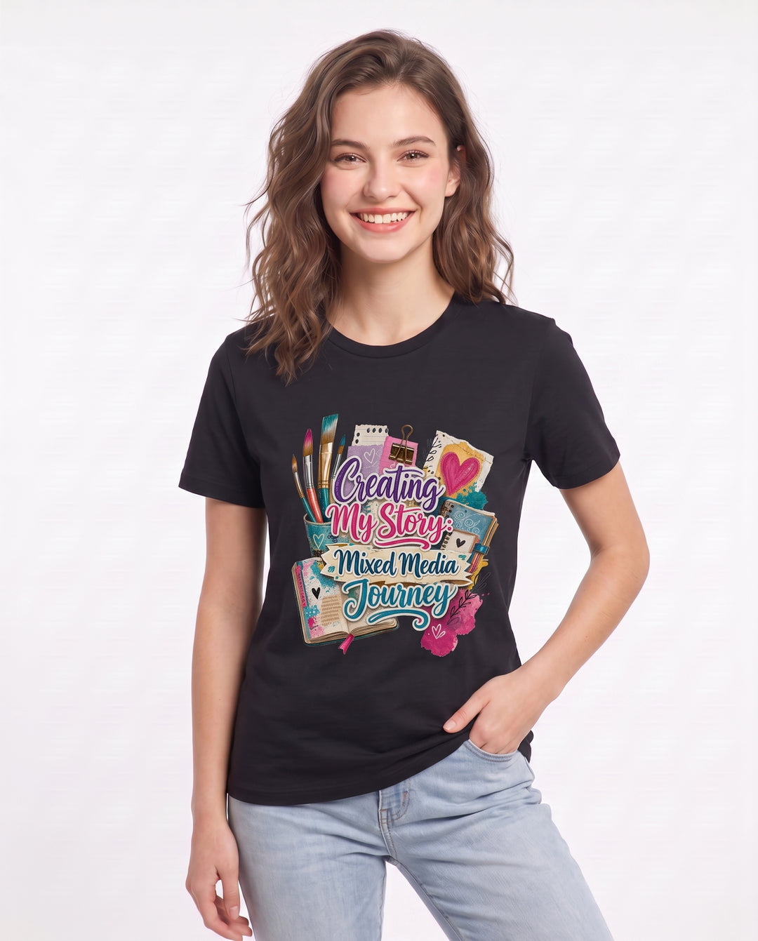 Creating My Story: Mixed Media Journey Women's Black T-Shirt product image 1