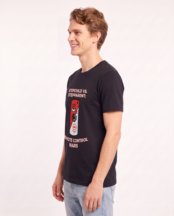 Stepchild vs. Stepparent: Remote Control Wars Men's Black T-Shirt product image 3