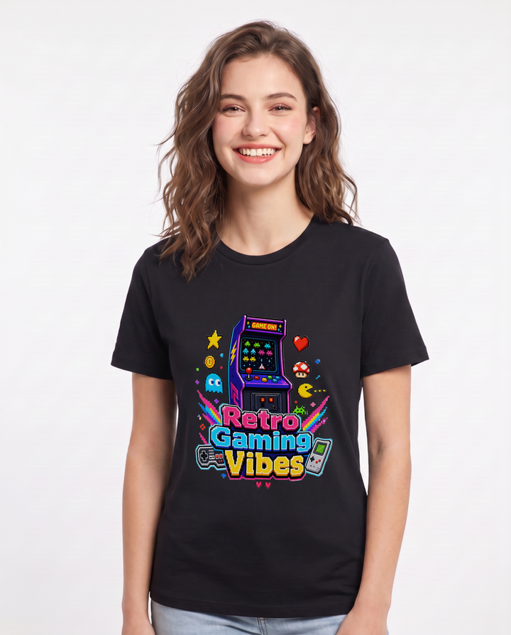 Retro Gaming Vibes Women's Black T-Shirt product image 2