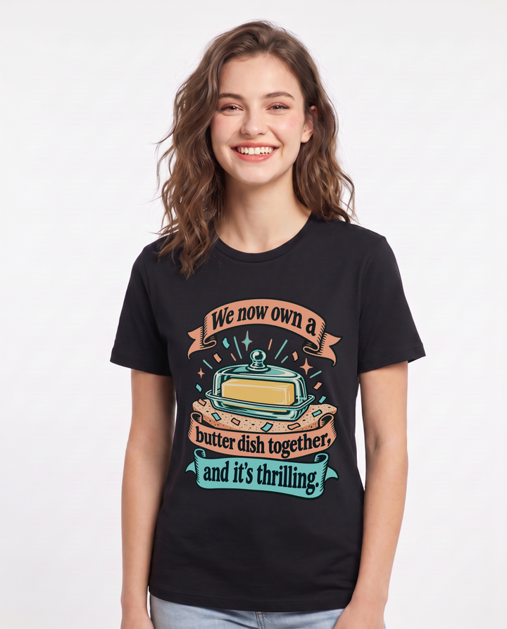 Couples Black T-Shirt for Women – Everyday Expression Graphic Tee product image 3