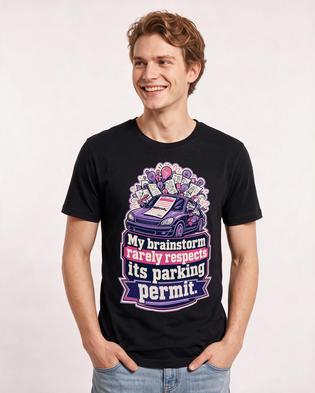 Neurodiversity Men's Black T-Shirt – My brainstorm rarely respects its parking permit. product image 3
