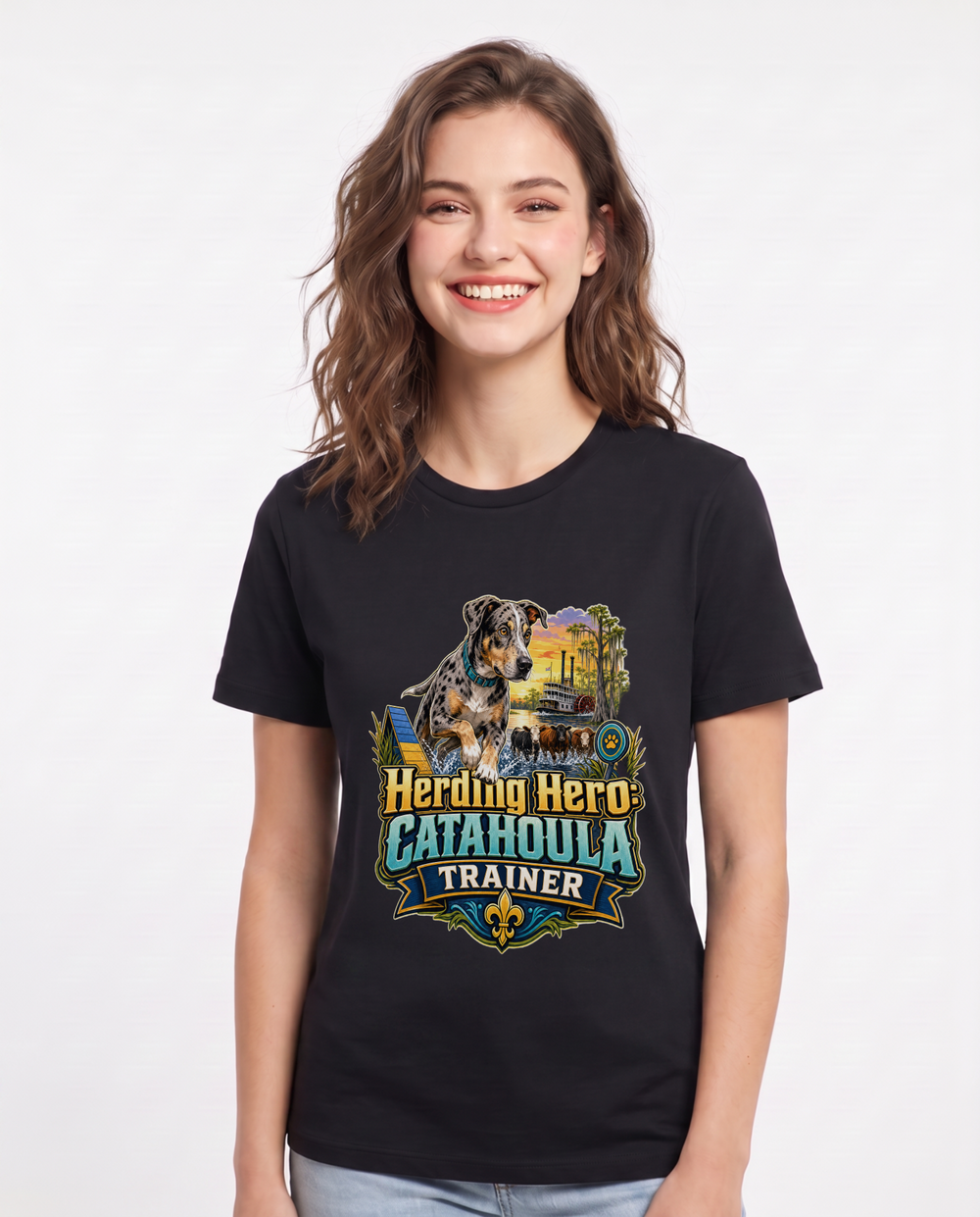 Herding Hero: Catahoula Trainer Women's Black T-Shirt product image 2
