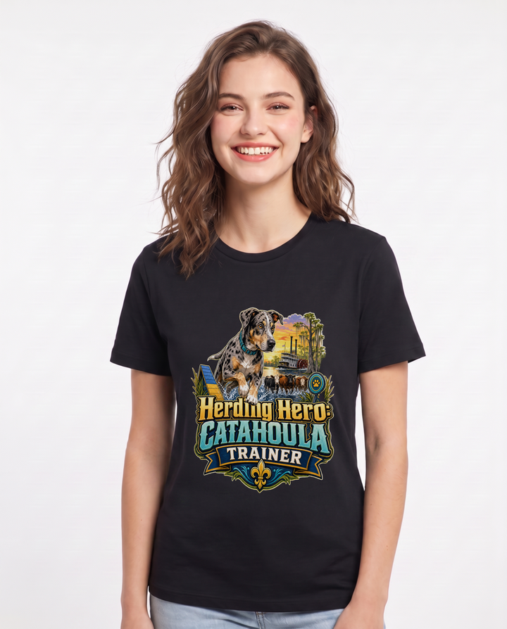 Herding Hero: Catahoula Trainer Women's Black T-Shirt product image 2