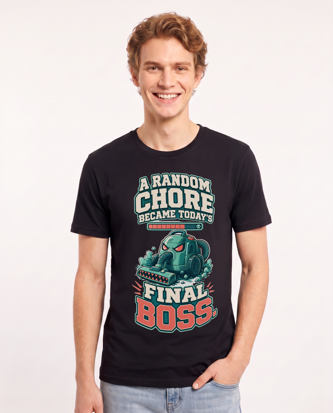 Gaming Men's Black T-Shirt – A random chore became today's final boss. product image 1