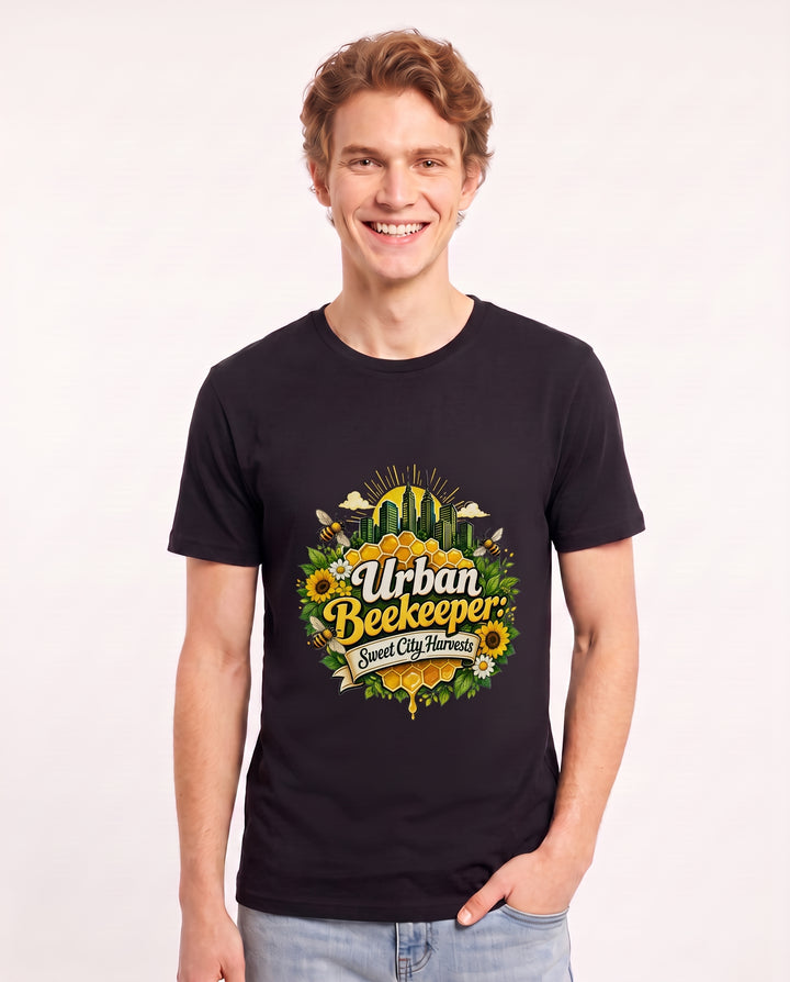 Urban Beekeeper: Sweet City Harvests Men's Black T-Shirt product image 1