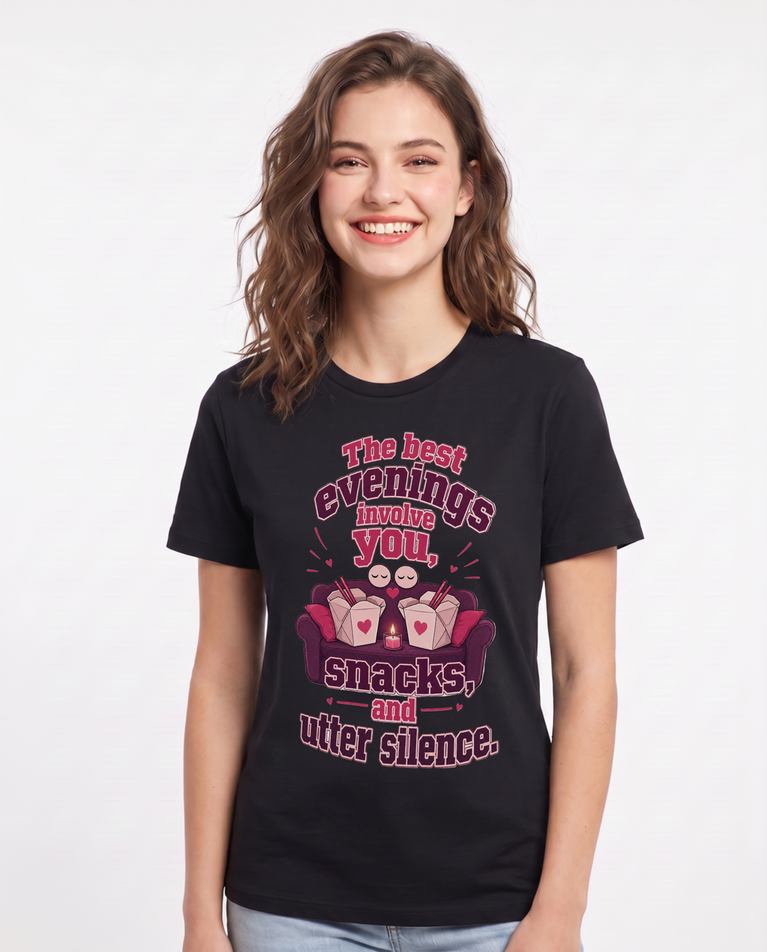 Couples Black T-Shirt for Women – Everyday Expression Graphic Tee product image 3
