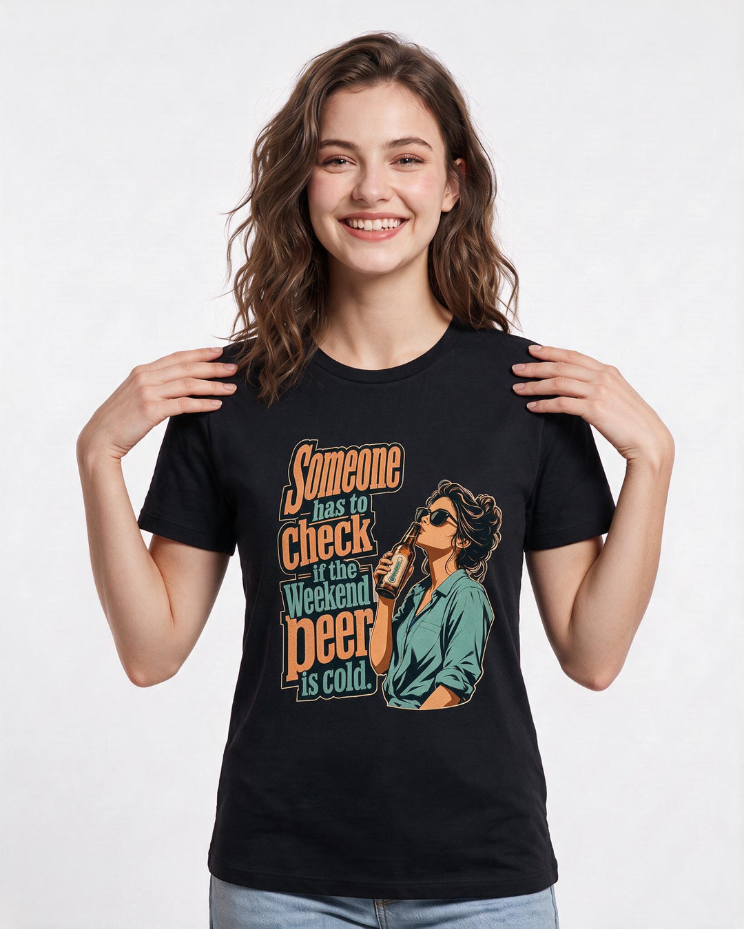 Beer Black T-Shirt for Women – Everyday Expression Graphic Tee product image 1