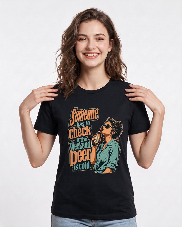 Beer Black T-Shirt for Women – Everyday Expression Graphic Tee product image 1