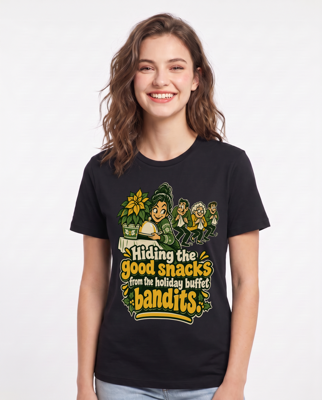 Christmas Black T-Shirt for Women – Holiday Theme Graphic Tee product image 3