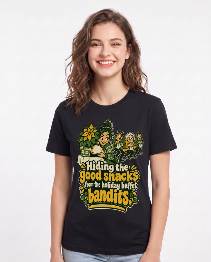 Christmas Black T-Shirt for Women – Holiday Theme Graphic Tee product image 3