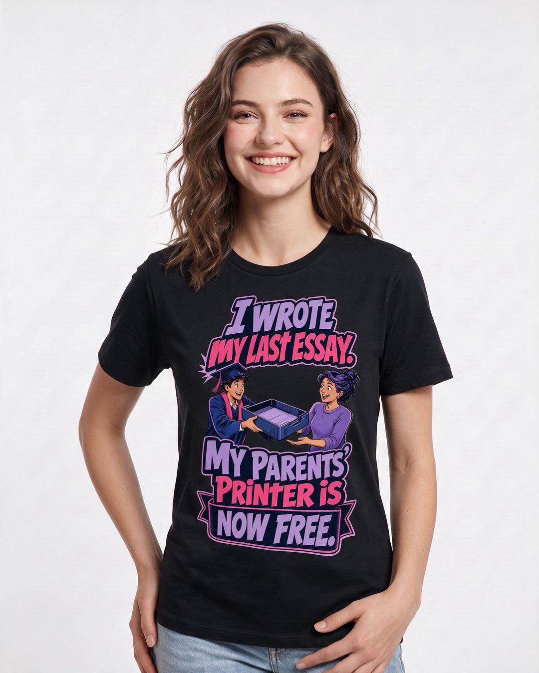 Graduation Black T-Shirt for Women – Everyday Expression Graphic Tee product image 1