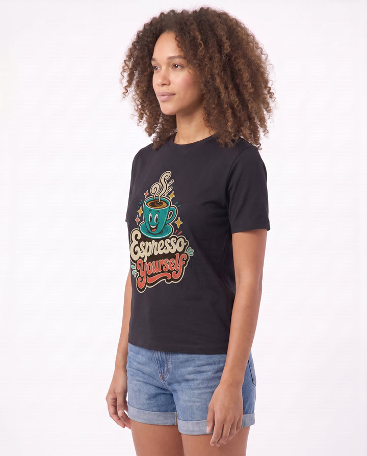 Espresso Yourself Black T-Shirt mockup 2