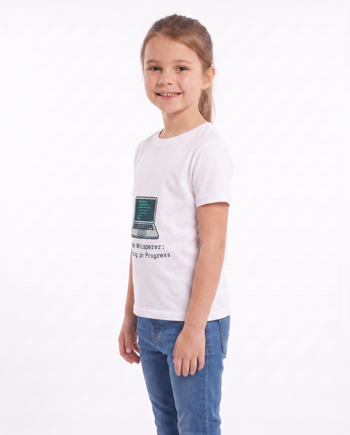 Code Whisperer: Learning In Progress White T-Shirt mockup 2