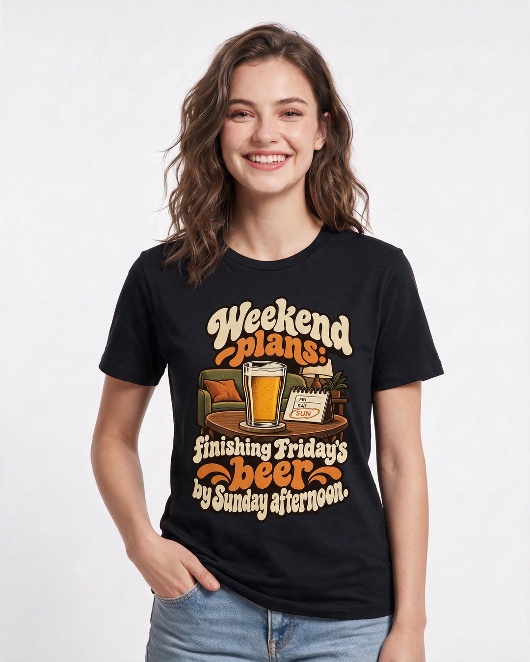 Beer Black T-Shirt for Women – Everyday Expression Graphic Tee product image 1