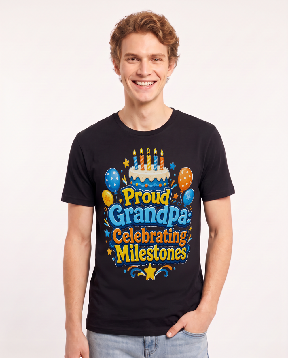 Proud Grandpa: Celebrating Milestones Men's Black T-Shirt product image 2