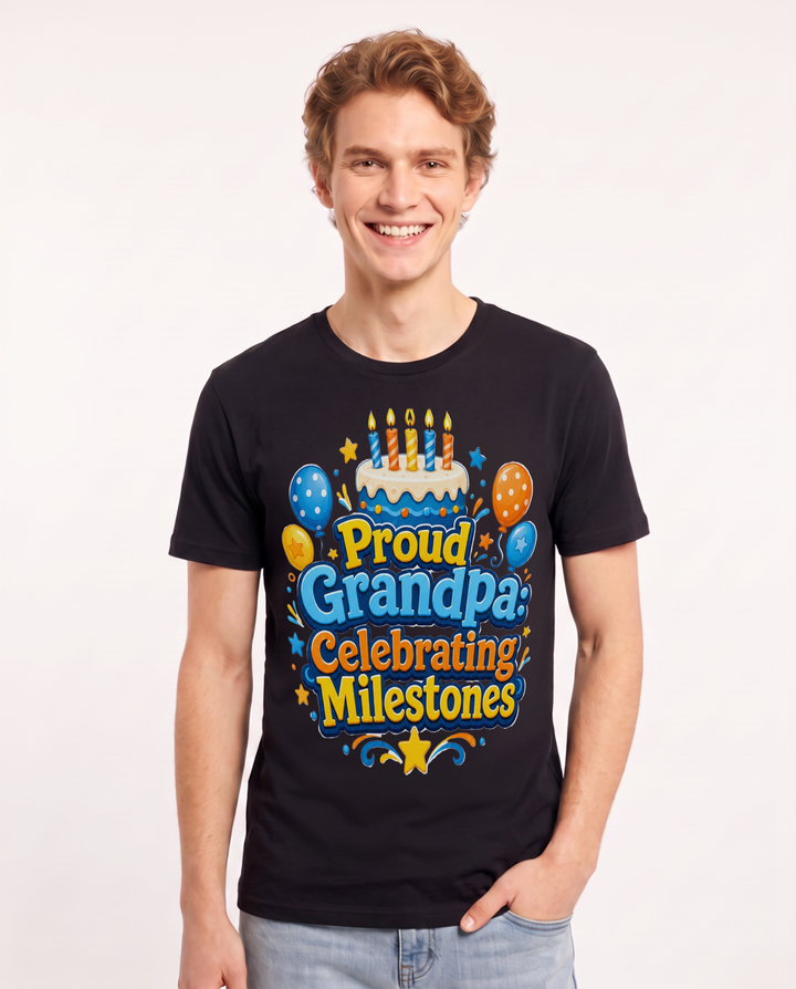 Proud Grandpa: Celebrating Milestones Men's Black T-Shirt product image 2