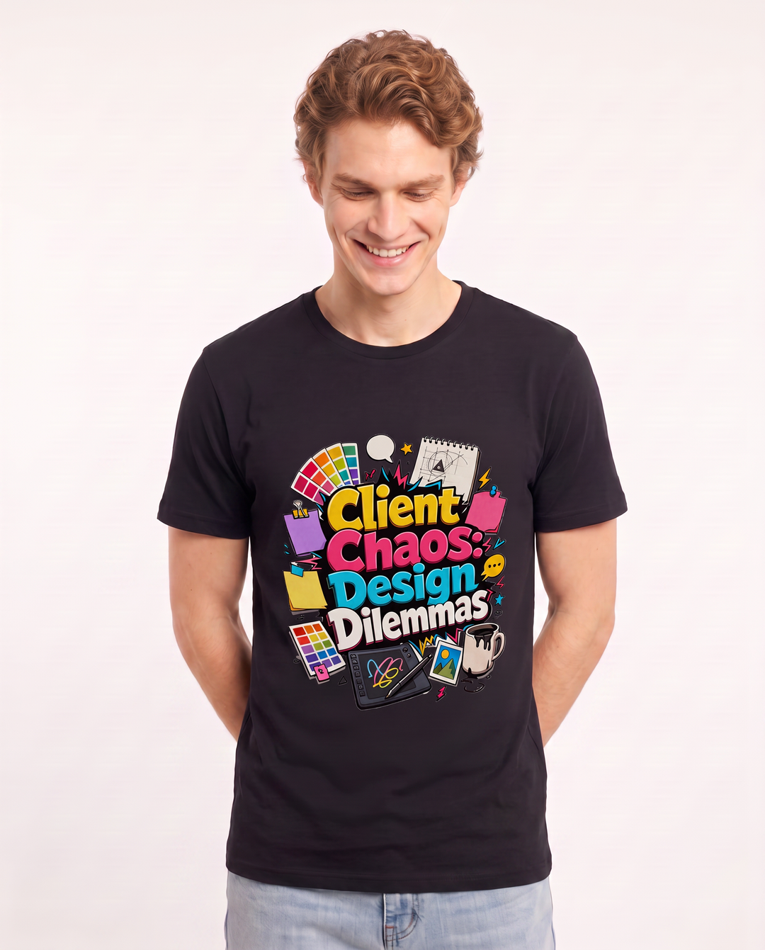 Client Chaos: Design Dilemmas Men's Black T-Shirt product image 1