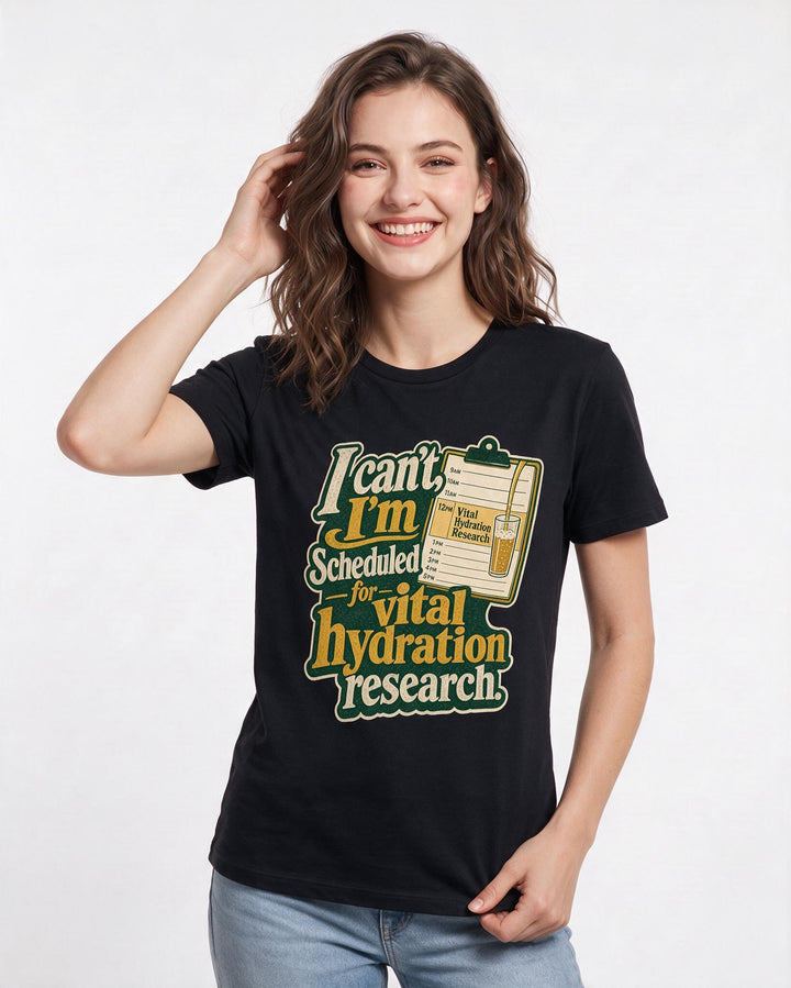 Funny Beer Women's Black T-Shirt – I can't, I'm scheduled for vital product image 3