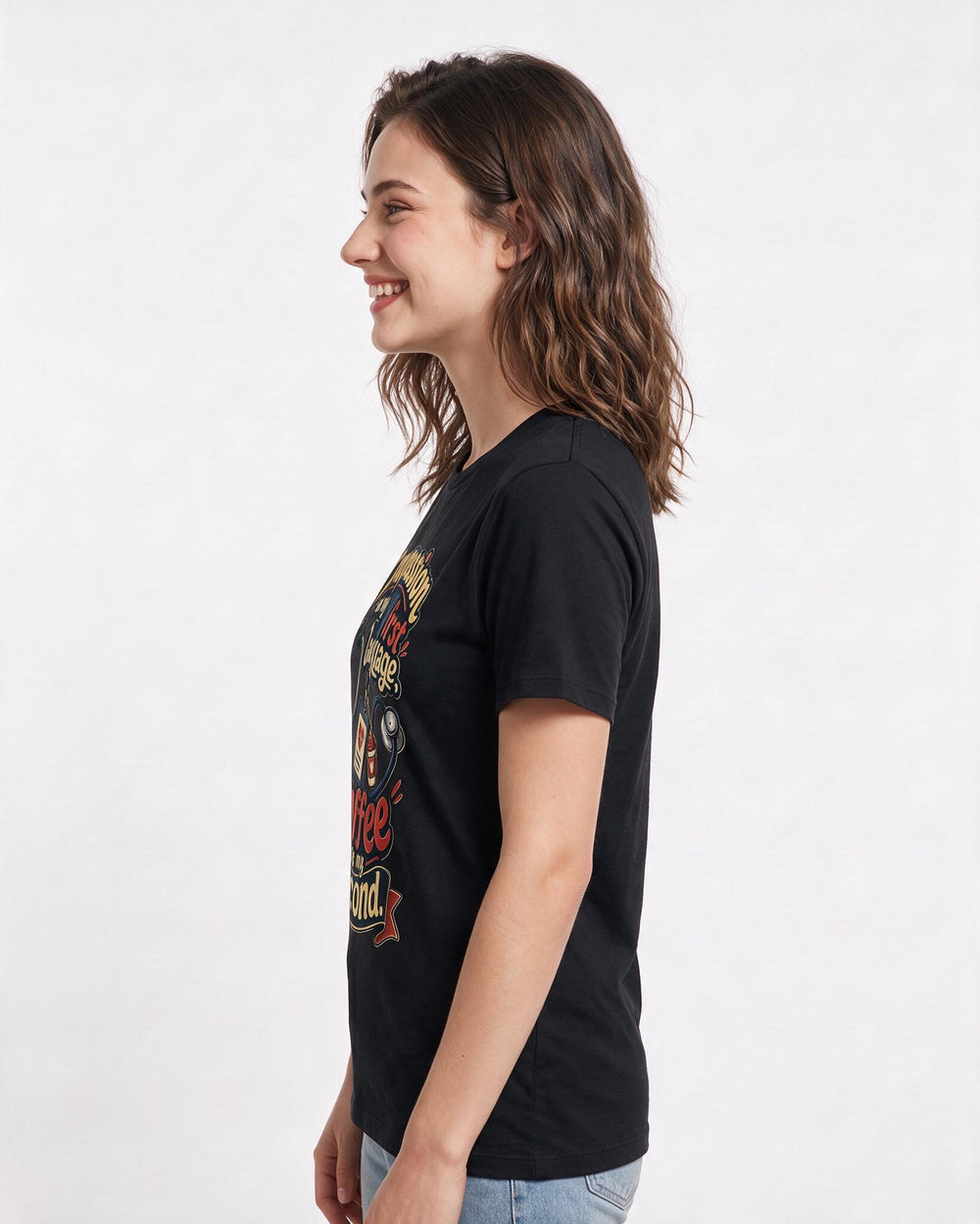 Nurse Black T-Shirt for Women – Nursing Life Graphic Tee product image 2