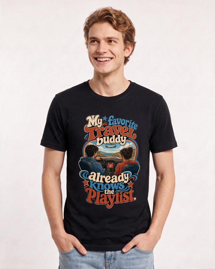 Couples Black T-Shirt for Men – Everyday Expression Graphic Tee product image 1